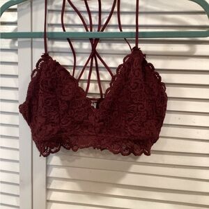 Wishlist Burgundy Strappy    Lace Bralette